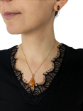 Be-Jewelled Teardrop Amber Pendant Necklace, Gold/Cognac