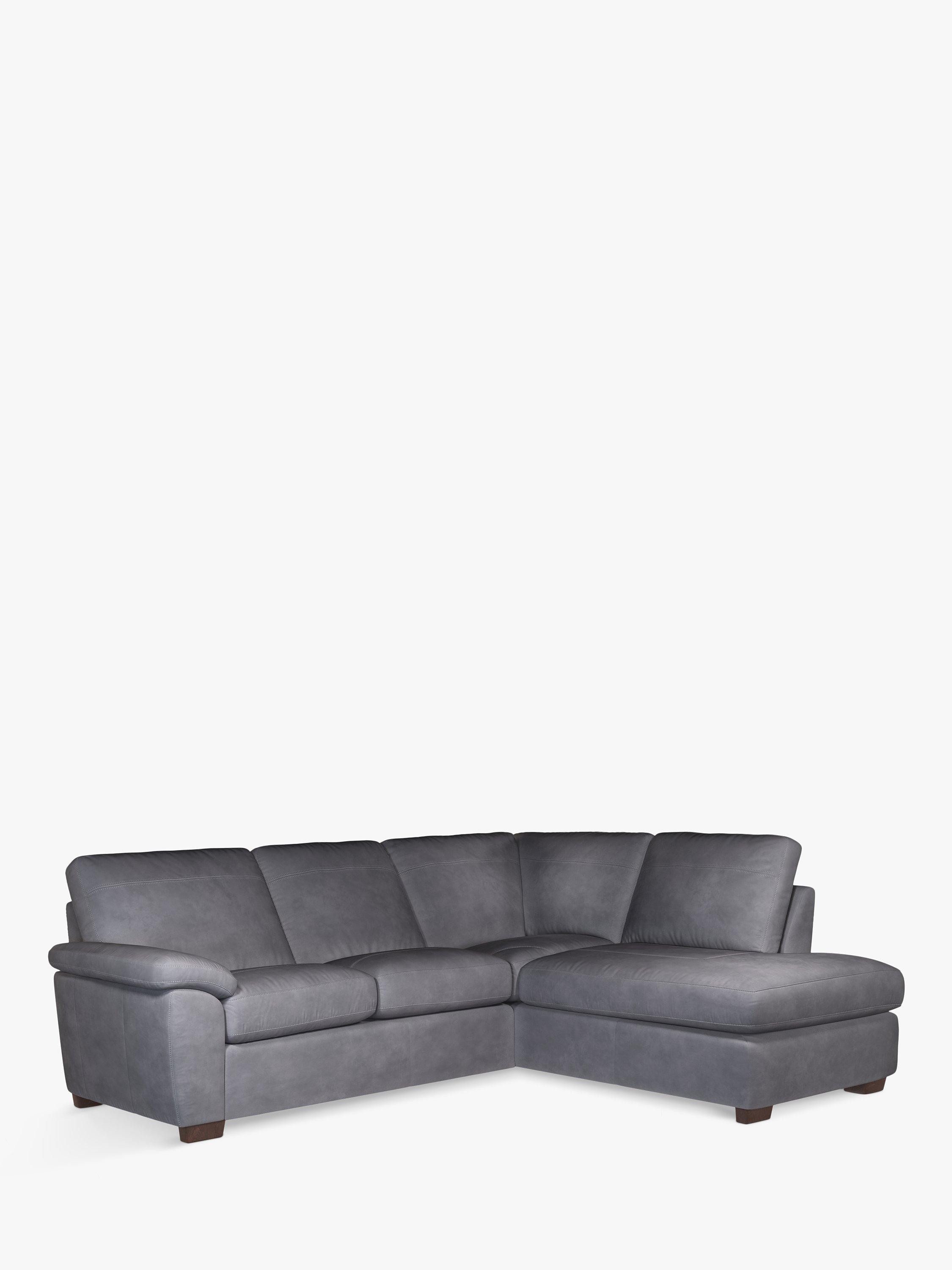 John Lewis OUTLET - Camden 5+ Seater RHF Chaise Corner End Leather Sofa, Dark Leg - Like New