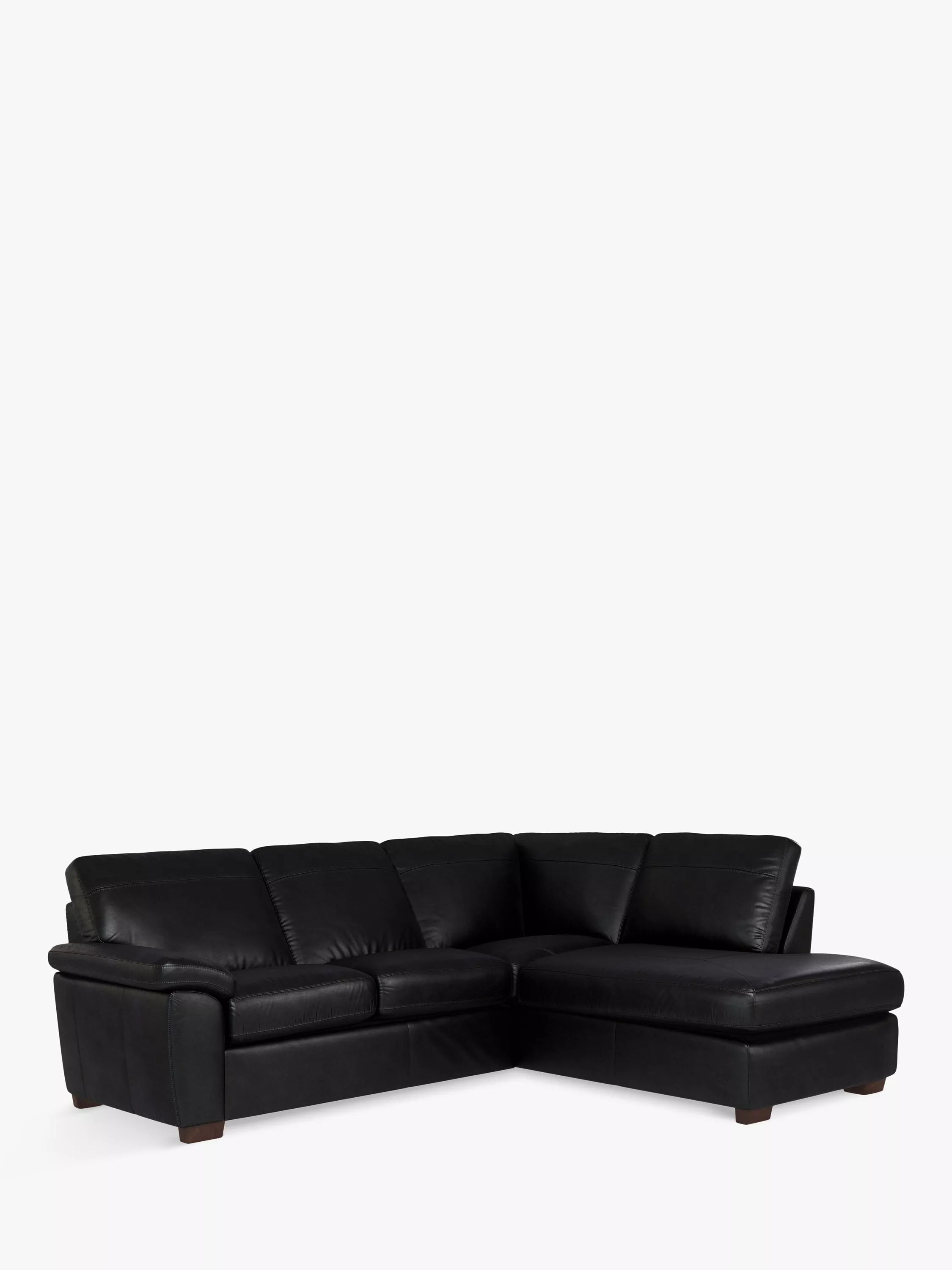 John Lewis Camden 5+ Seater RHF Chaise Corner End Leather Sofa, Dark Leg