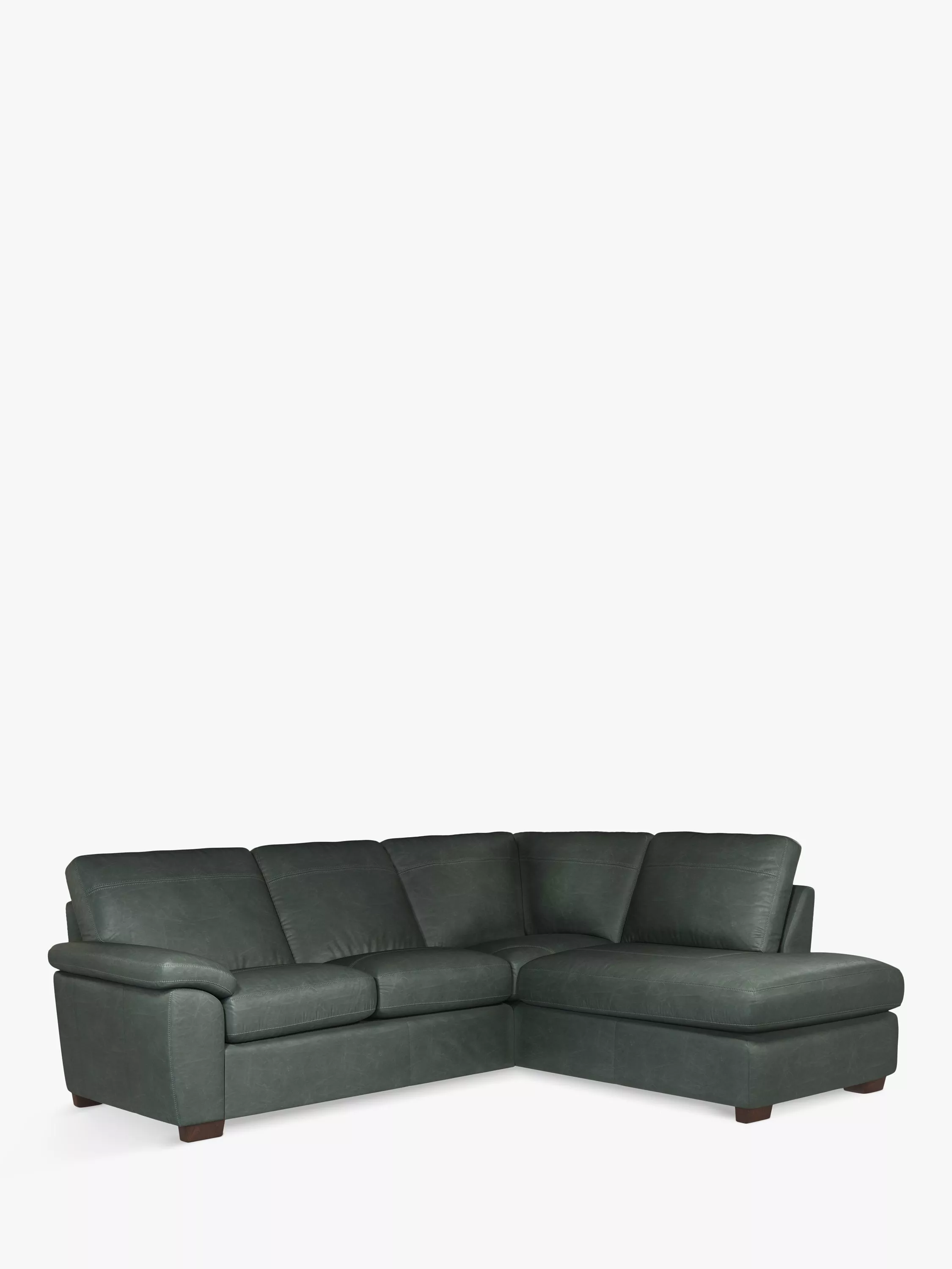 John Lewis Camden 5+ Seater RHF Chaise Corner End Leather Sofa, Dark Leg
