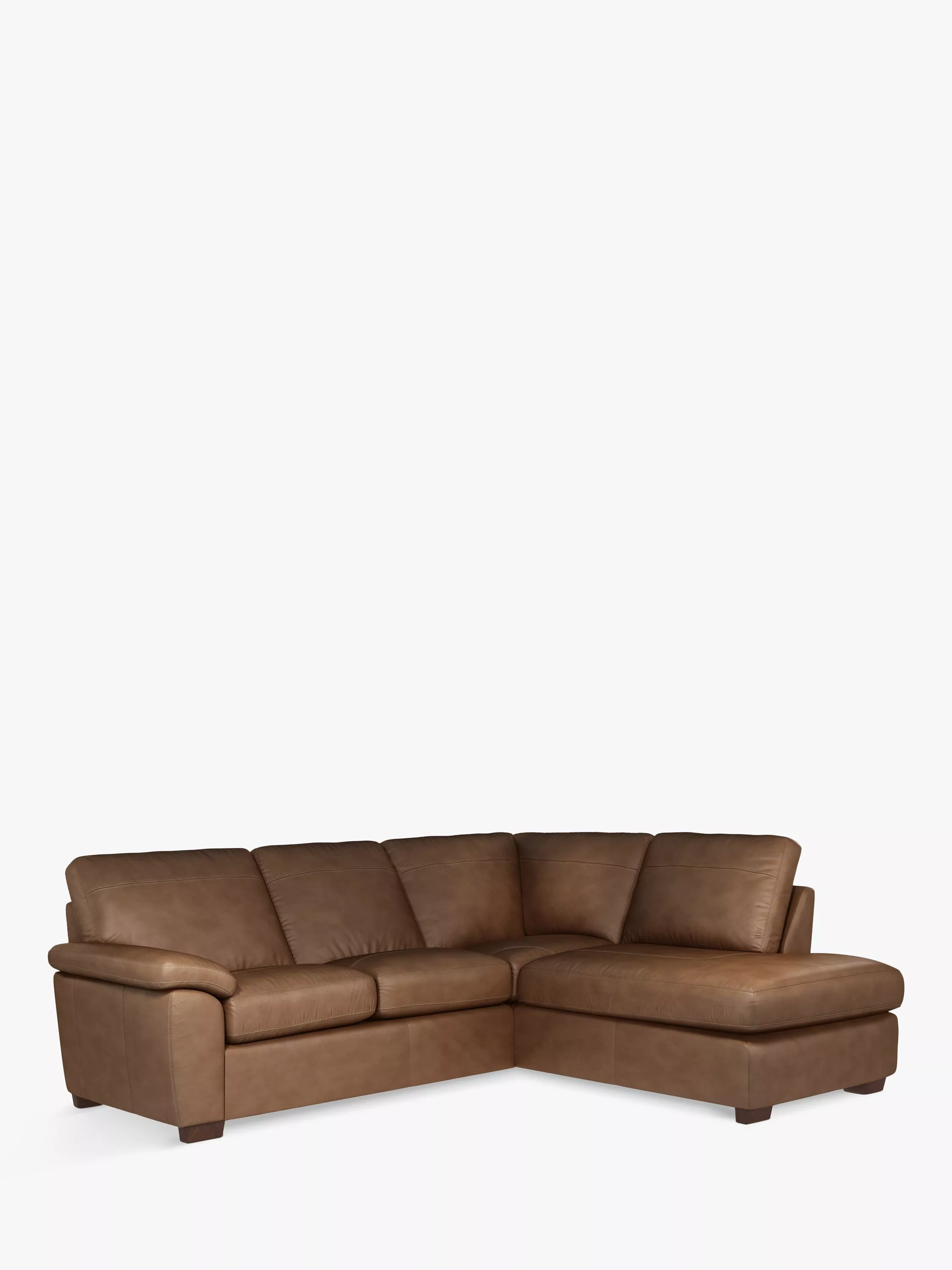 John Lewis Camden 5+ Seater RHF Chaise Corner End Leather Sofa, Dark Leg