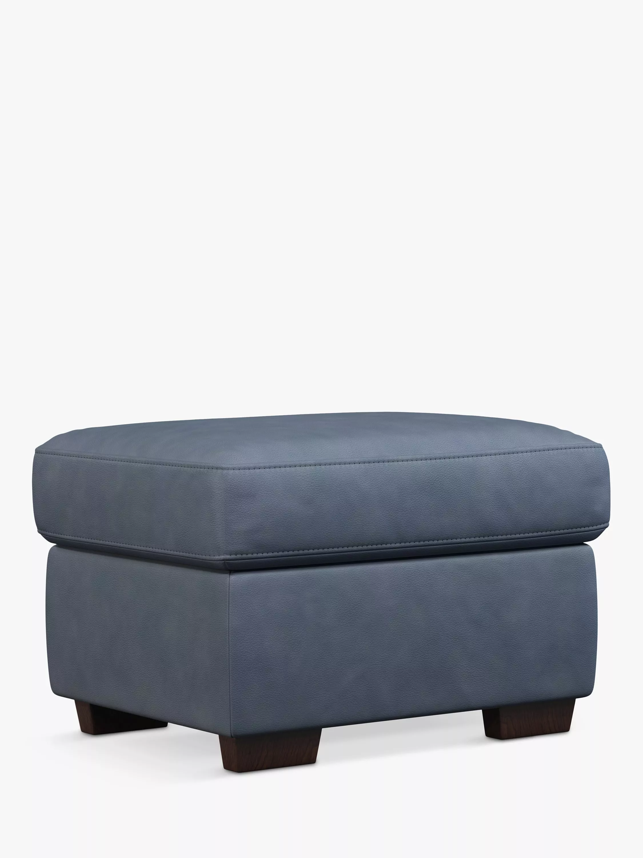 John Lewis Camden Leather Storage Footstool, Dark Leg