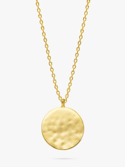 Estella Bartlett Hammered Disc Pendant Necklace, Gold, Gold