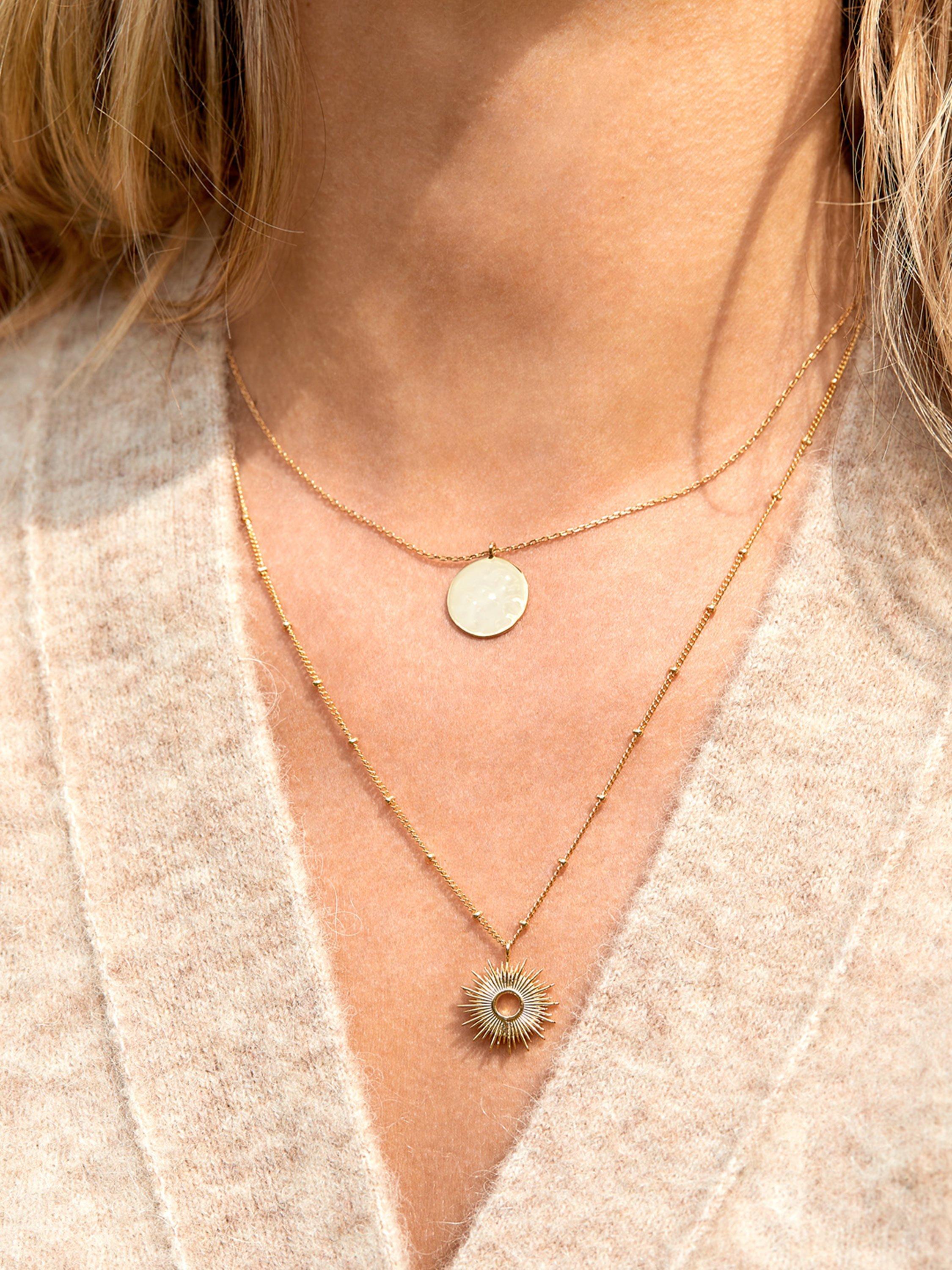 Product image 2 of 2, which shows Estella Bartlett Hammered Disc Pendant Necklace, Gold