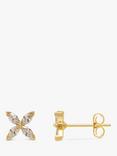 Estella Bartlett Cubic Zirconia Flower Stud Earrings, Gold