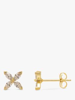 Estella Bartlett Cubic Zirconia Flower Stud Earrings, Gold, Gold