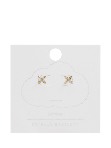 Estella Bartlett Cubic Zirconia Flower Stud Earrings, Gold - view 2, Gold