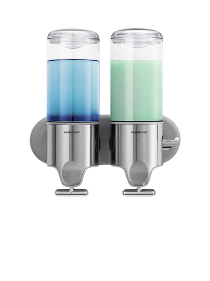 Simplehuman Wall Mounted Shower Soap Pump Dispenser, Double, Grey