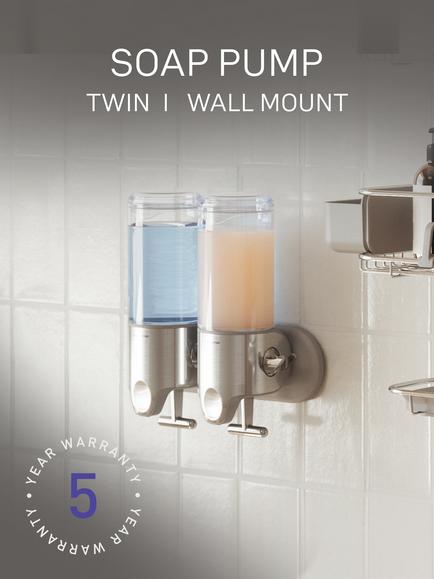 Simplehuman Wall Mounted Shower Soap Pump Dispenser, Double - view 2, Grey