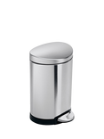 simplehuman Semi-Round Bathroom Pedal Bin, 6L, Stainless Steel