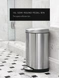 simplehuman Semi-Round Bathroom Pedal Bin, 6L, Stainless Steel