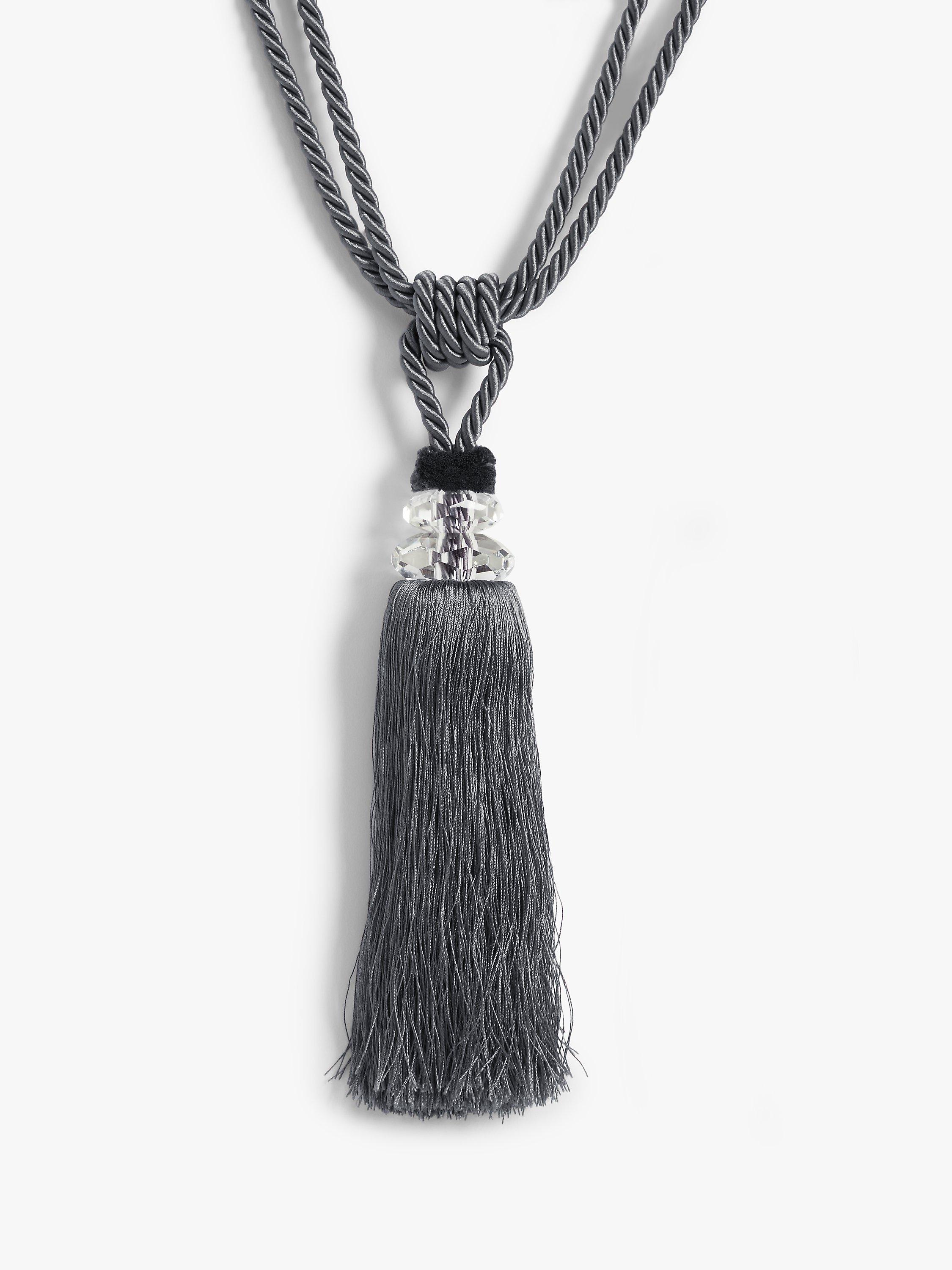 John Lewis Acrylic Tassel Tieback, Dark Grey, Pack of 2