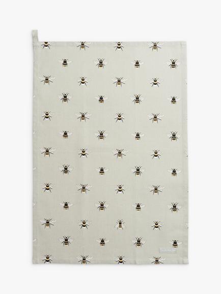 Sophie Allport Bee Tea Towel, Green/Multi - view 2, Green/Multi