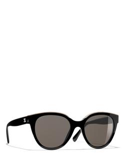 CHANEL Oval Sunglasses CH5414 Black/Beige, Black/Beige