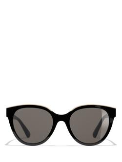 CHANEL Oval Sunglasses CH5414 Black/Beige - view 2, Black/Beige