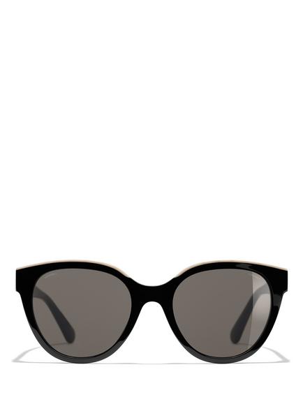 CHANEL Oval Sunglasses CH5414 Black/Beige - view 2, Black/Beige