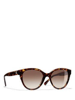 CHANEL Oval Sunglasses CH5414 Dark Havana/Beige, Dark Havana/Beige