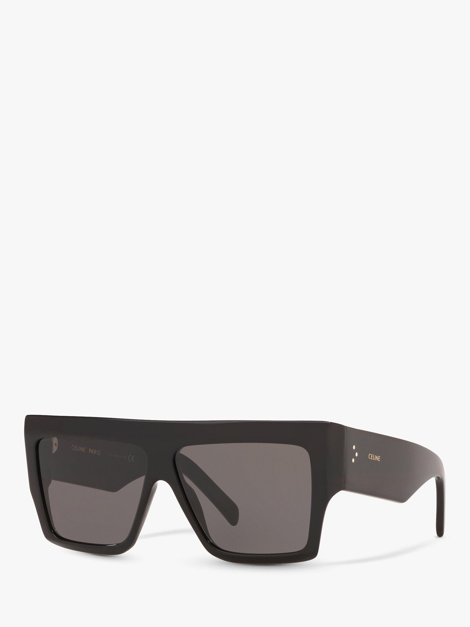 Product image 1 of 11, which shows Celine CL000240 Women's Square Sunglasses, Shiny Black/Grey