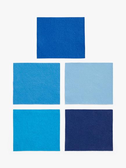 Habico Felt Fabric Square, Pack of 10, Blue, Blue