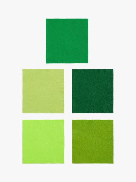 Habico Felt Fabric Square, Pack of 10, Green, Green