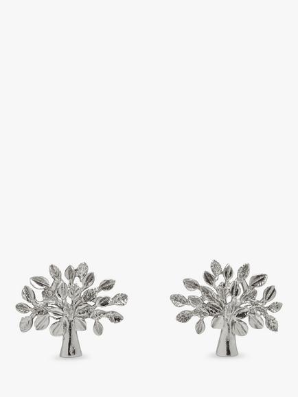Mulberry Tree Stud Earrings, Silver, Silver