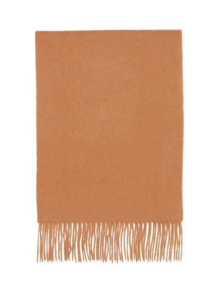 Mulberry Fringed Cashmere Scarf, Dark Caramel
