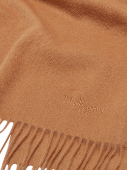 Mulberry Fringed Cashmere Scarf - view 2, Dark Caramel