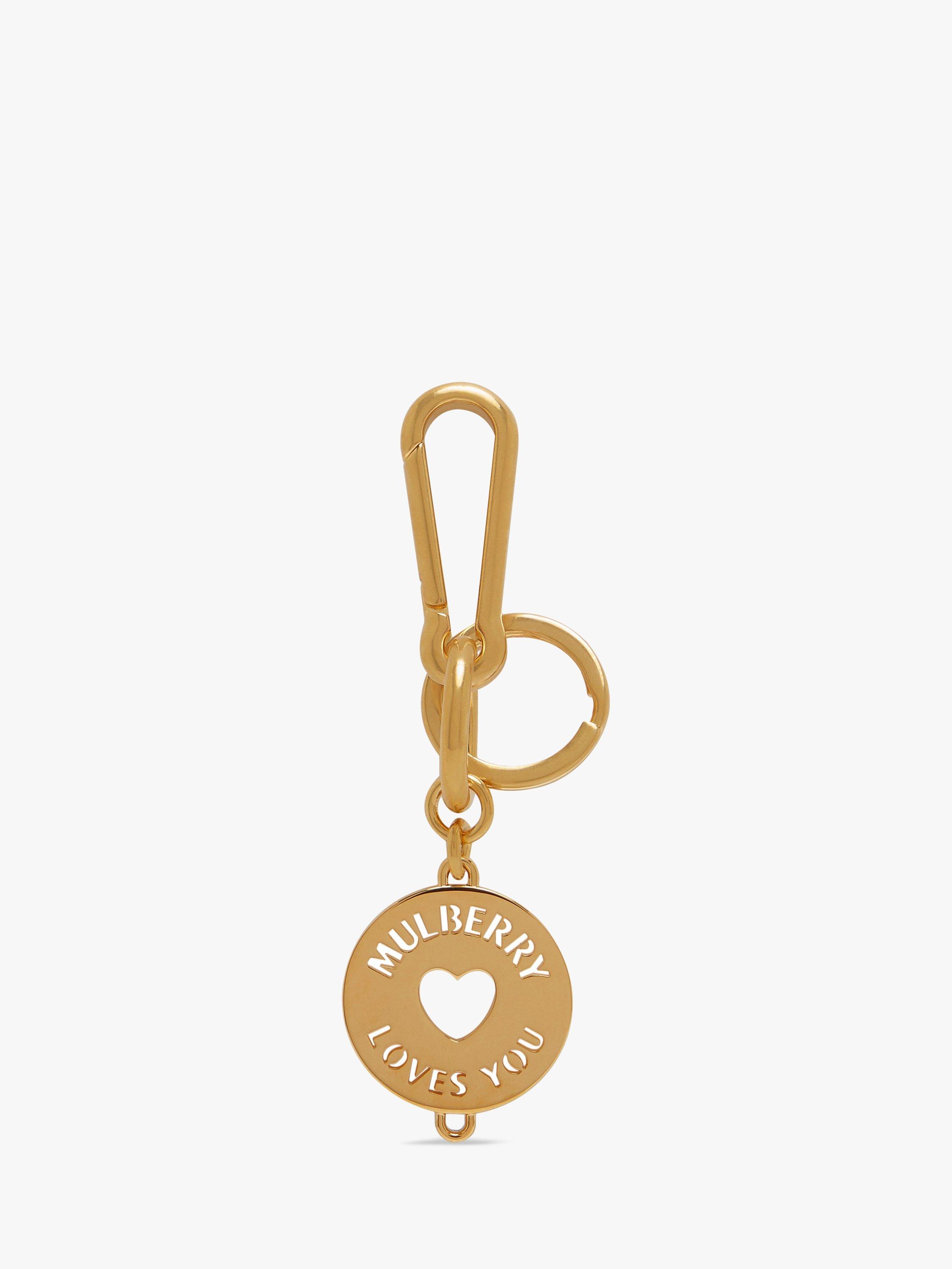 Mulberry Initial Love Charm Keyring, Brass