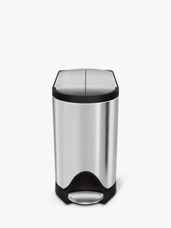 Simplehuman Butterfly Bathroom Pedal Bin, 9L, Stainless Steel - view 2, Stainless Steel