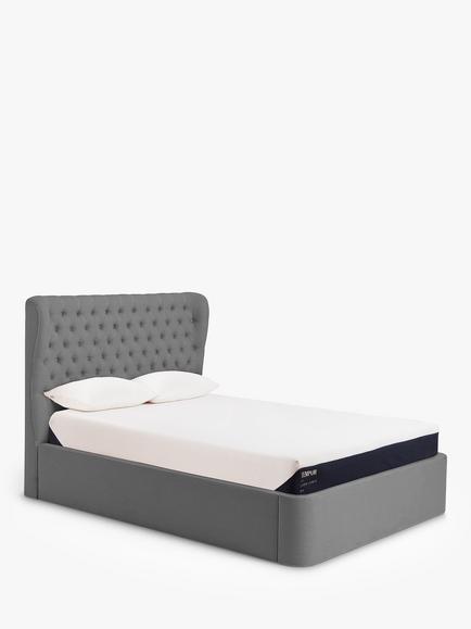 TEMPUR® Button Ottoman Storage Upholstered Bed Frame, Super King Size - view 2, Charcoal