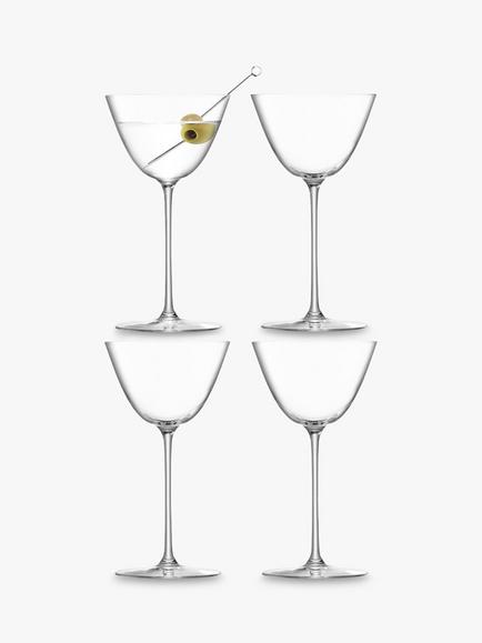 LSA International Borough Martini Glasses, Set of 4, 195ml, Clear, Clear