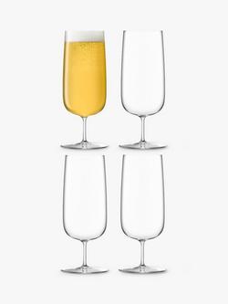 LSA International Borough Pilsner Beer Glasses, Set of 4, 440ml, Clear, Clear