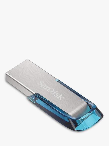 SanDisk Ultra Flair USB 3.0 Portable Flash Drive, 32GB, Silver/Blue