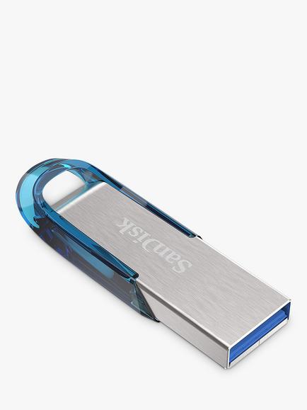 SanDisk Ultra Flair USB 3.0 Portable Flash Drive, 32GB - view 2, Silver/Blue