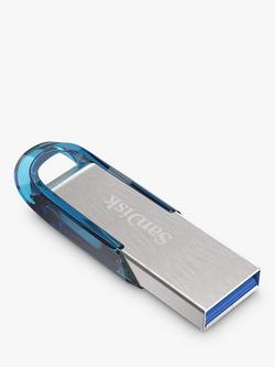 SanDisk Ultra Flair USB 3.0 Portable Flash Drive, 64GB - view 2, Silver/Blue