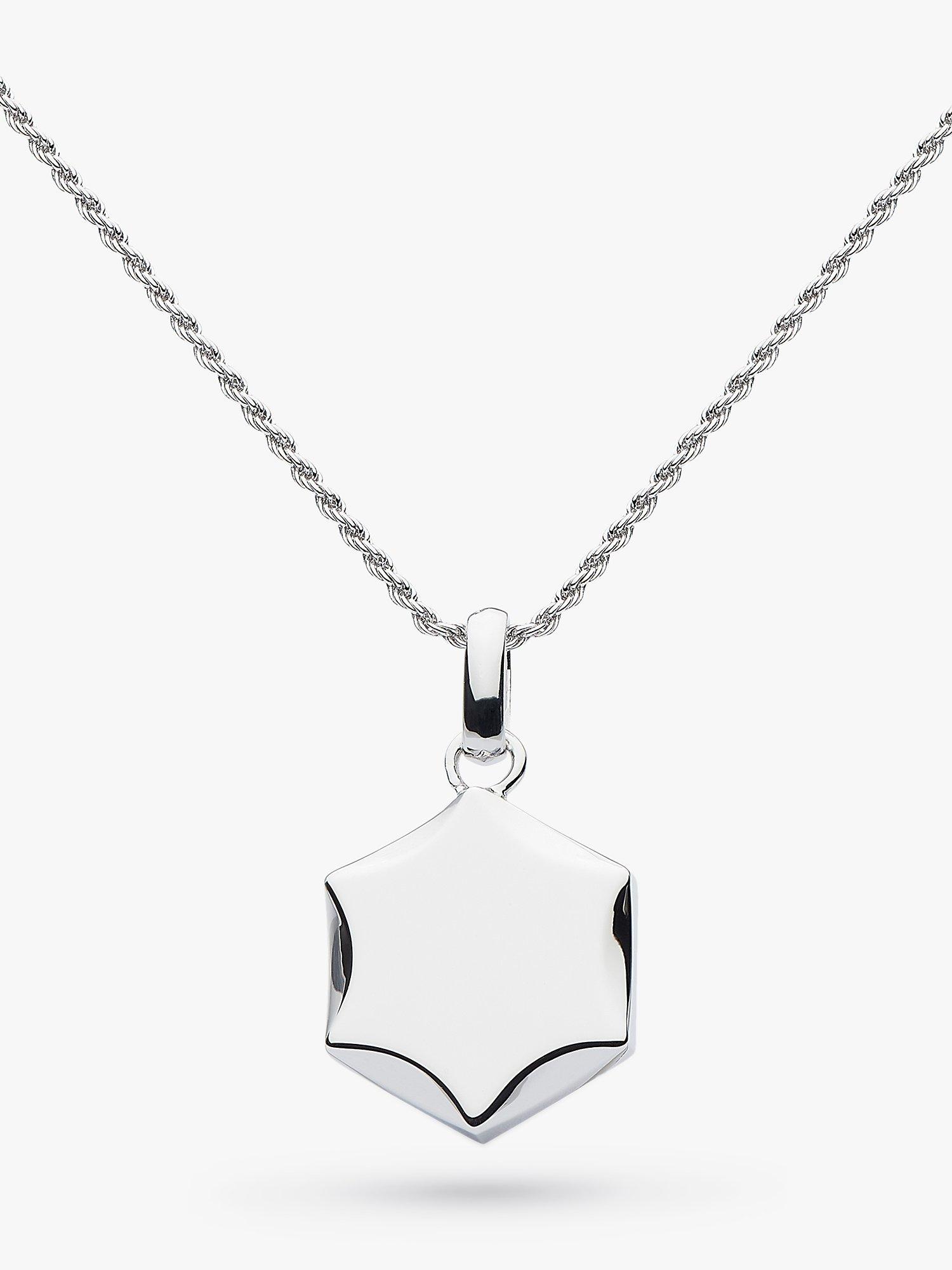 Kit Heath Personalised Hexagonal Pendant Necklace, Silver