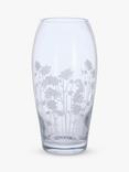 Dartington Crystal Bloom Aguilegia Glass Barrel Vase, H22cm, Clear