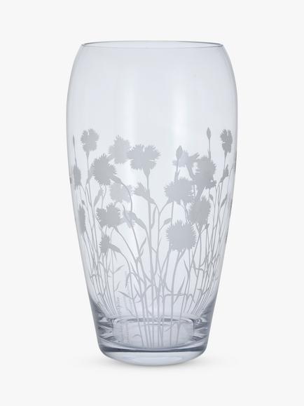 Dartington Crystal Bloom Dianthus Glass Vase, H30cm, Clear - view 2, Clear