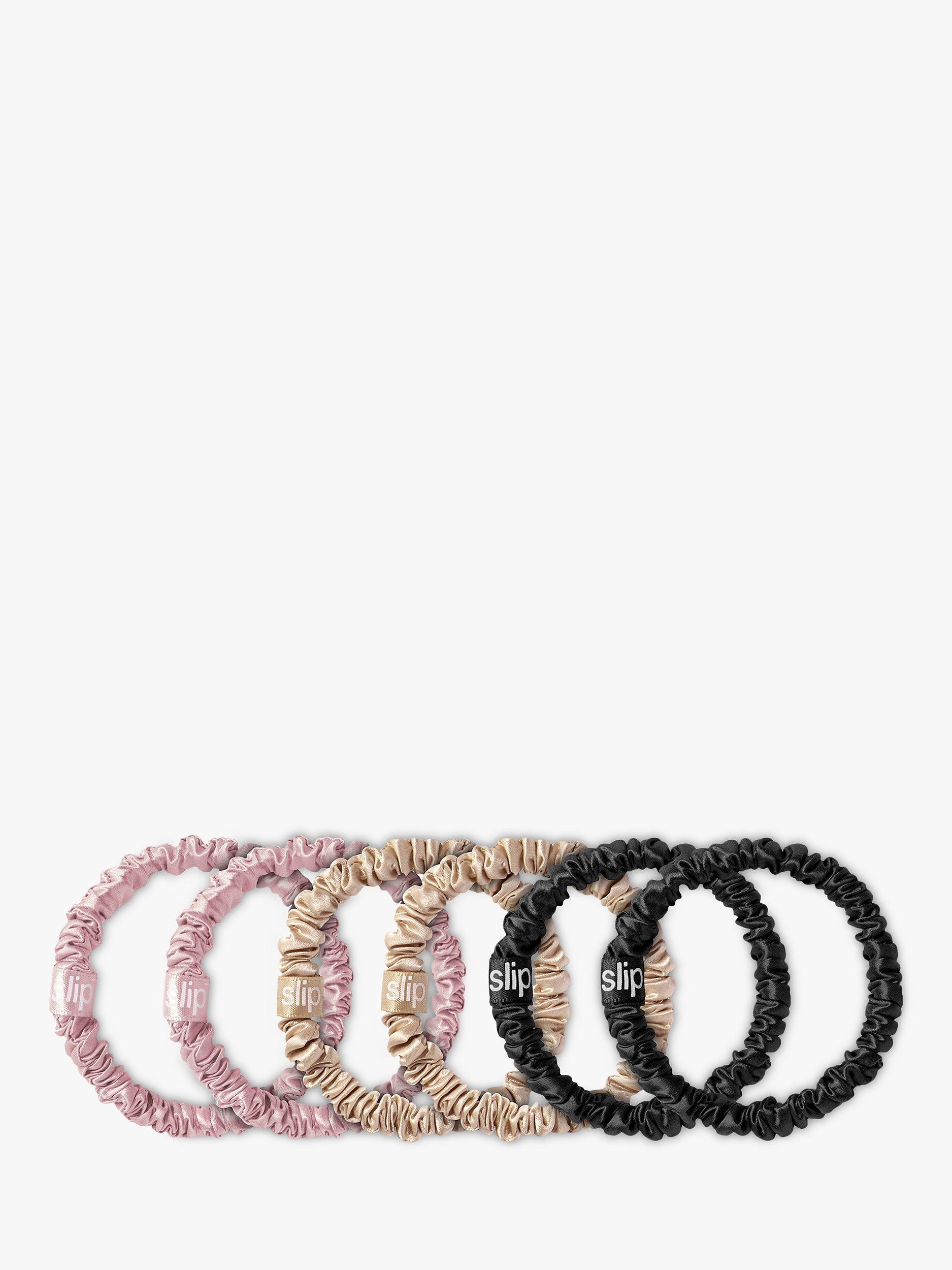 Product image 1 of 4, which shows Slip® Skinny Silk Scrunchies, Pack of 6, Pink, Caramel, Black