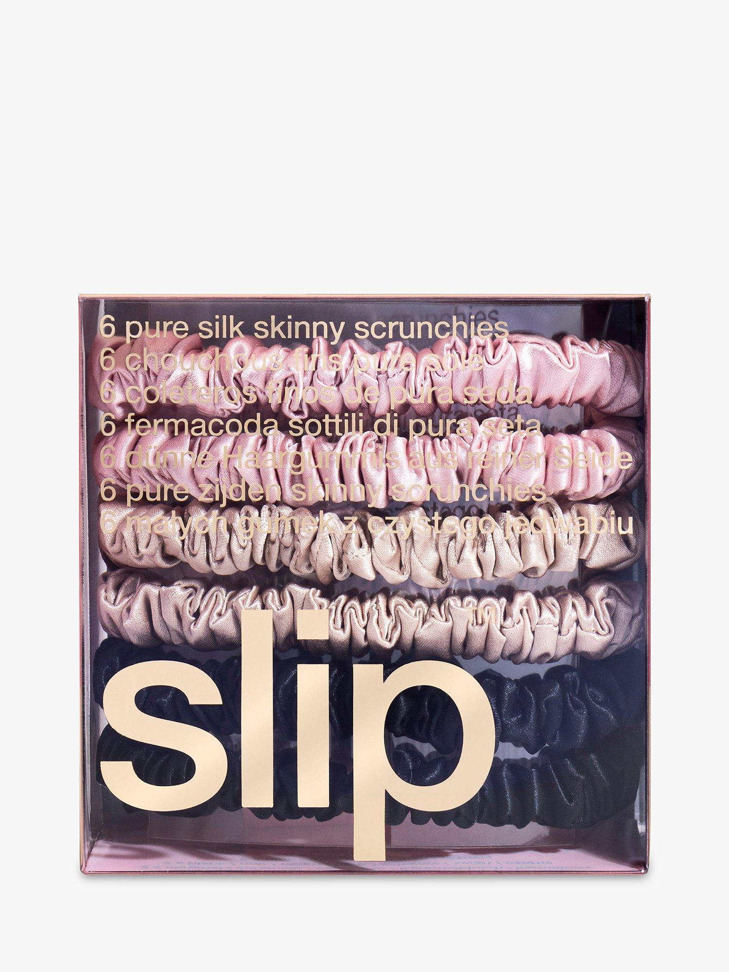 Product image 2 of 4, which shows Slip® Skinny Silk Scrunchies, Pack of 6, Pink, Caramel, Black