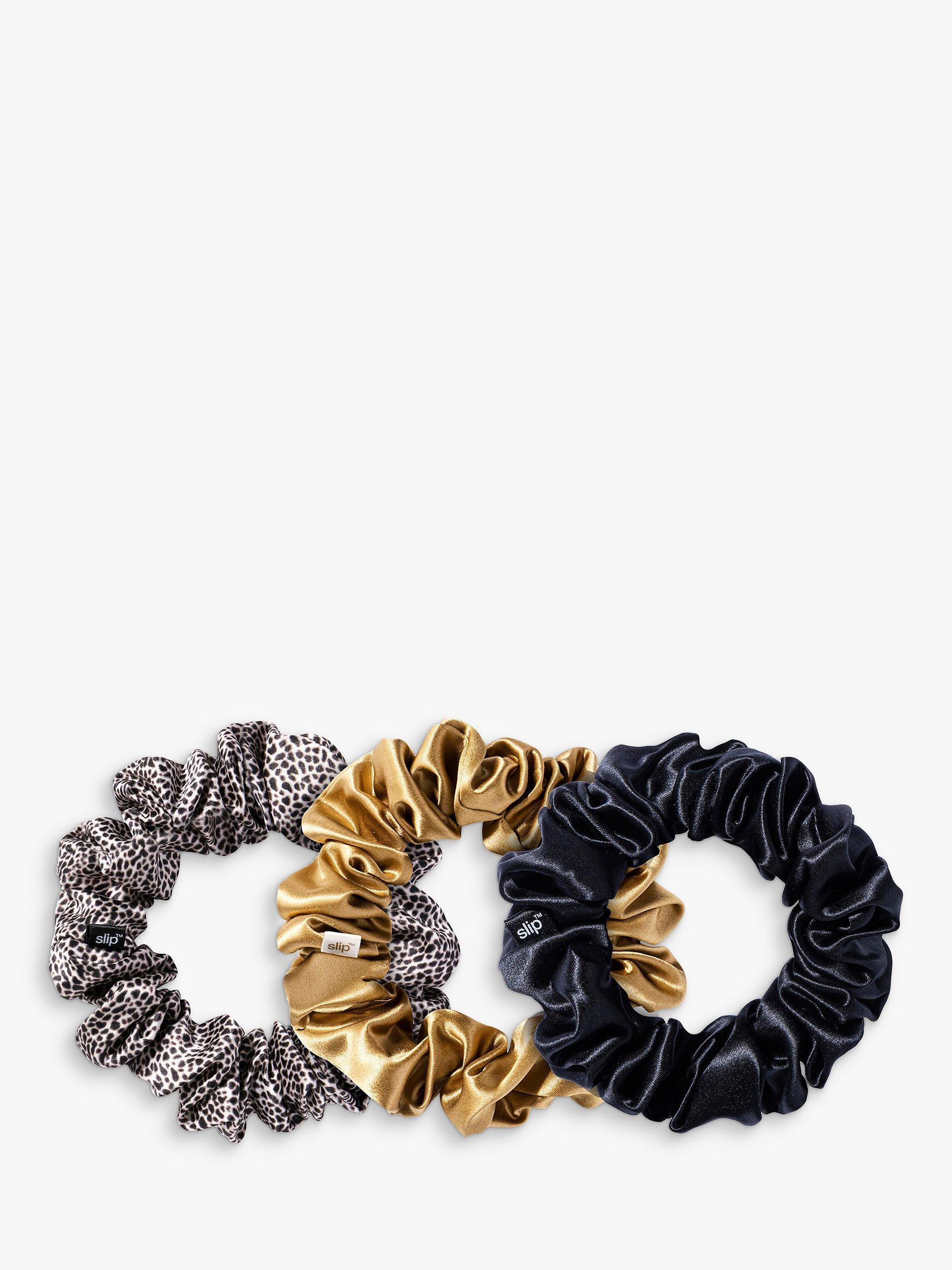 Slip® Pure Silk Scrunchies, Black, Leopard, Gold