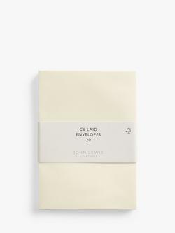 John Lewis C6 Laid Envelopes, Pack of 20, Ivory