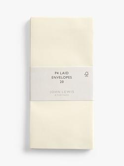 John Lewis P4 Laid Envelopes, Pack of 20, Ivory