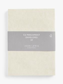 John Lewis C6 Parchment Envelopes, Pack of 20, Ivory