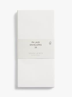 John Lewis P4 Laid Envelopes, Pack of 20, White