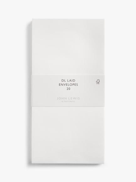 John Lewis DL Laid White Envelopes, Pack of 20, White