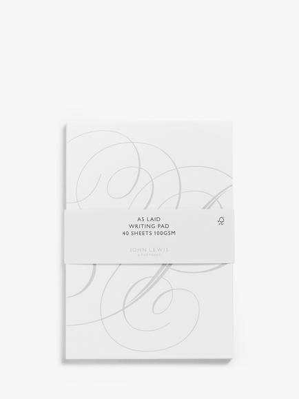 John Lewis A5 Laid Writing Pad, White