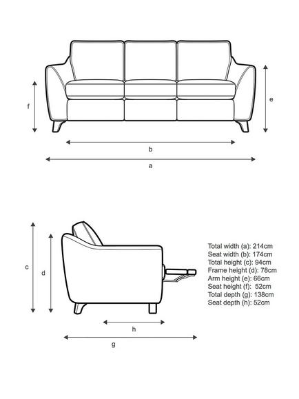 G Plan Vintage The Sixty Eight LHF Large 3 Seater Sofa with Footrest Mechanism - view 2, Easy Clean Plush Indigo
