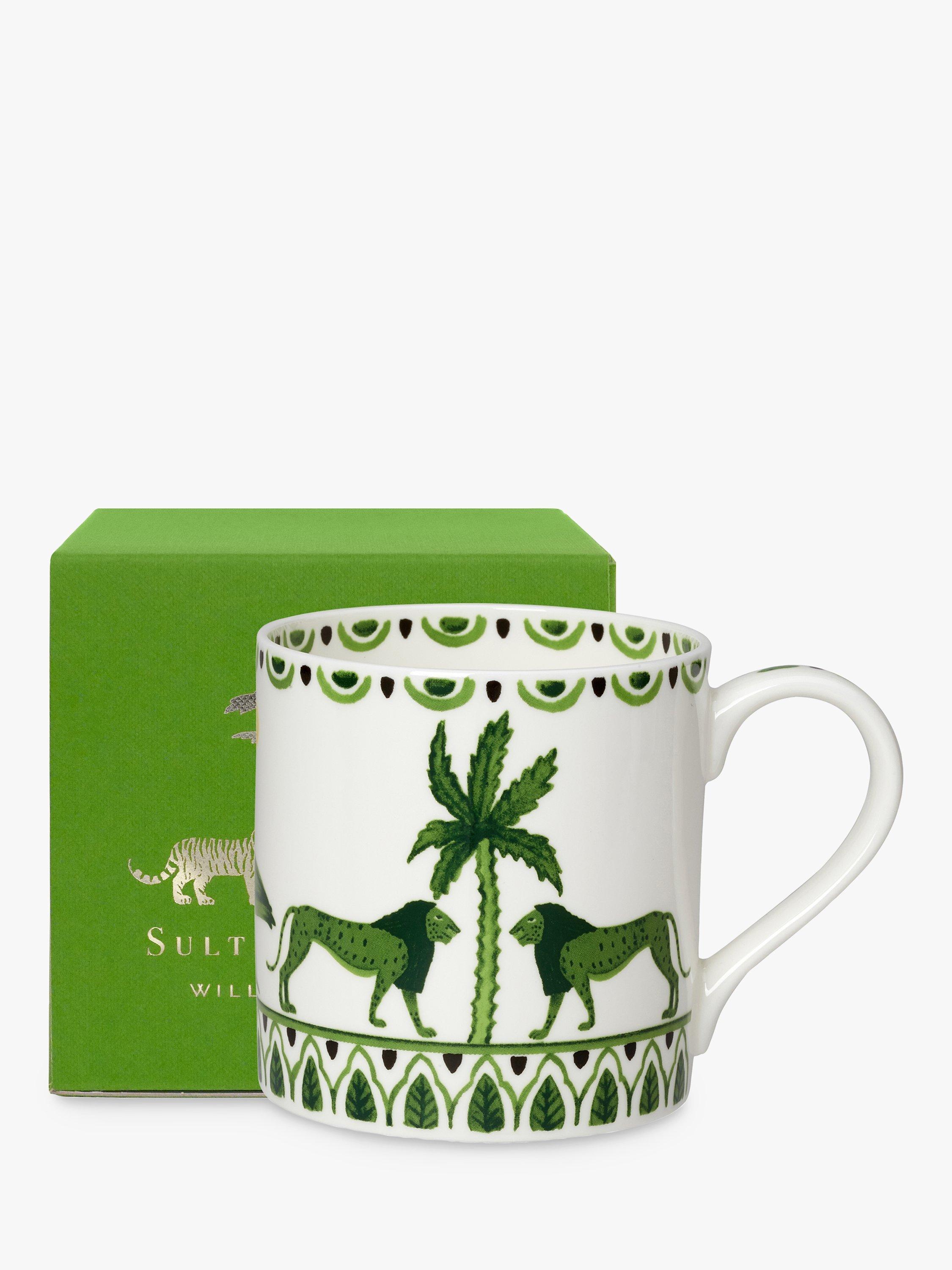 William Edwards Sultan's Garden Gift-Boxed Lion Mug, 350ml, Green/White