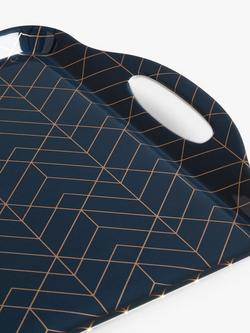 John Lewis Geometric Pattern Large Melamine Tray, 48cm, Navy/Gold - view 2, Navy/Gold